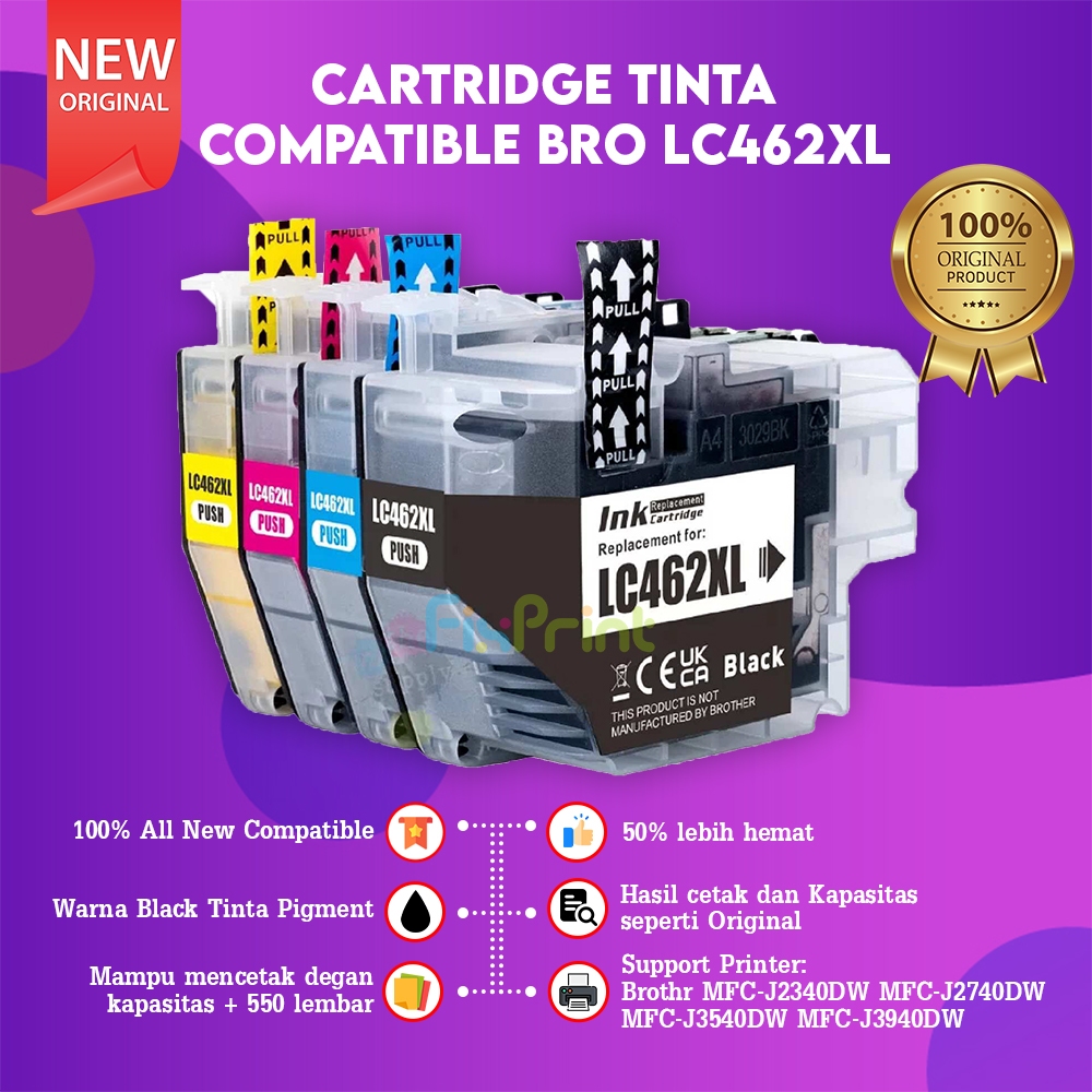 Fixprint Catridge Tinta Xantri LC462XL 1 SET Blcak Cyan Magenta Yellow (4pcs) Compatible For Printer