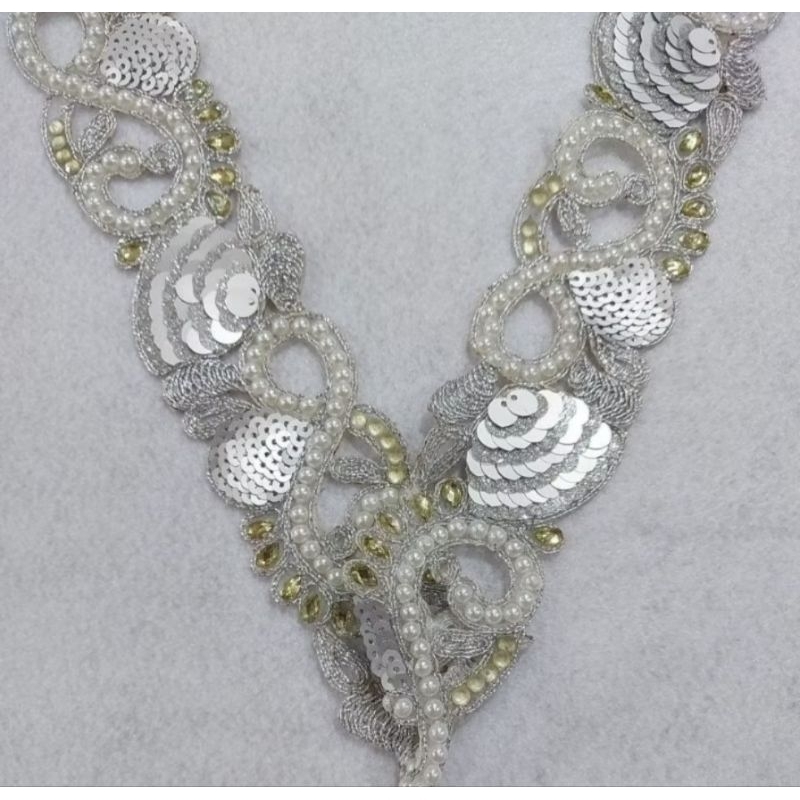 Renda India Payet SILVER MEWAH PER 50 CM