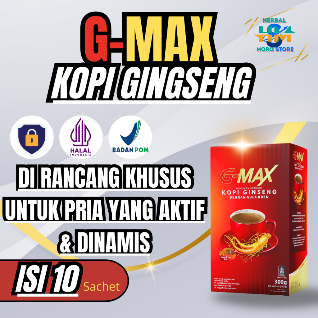 

G-MAX Kopi Ginseng dan Dinamis Isi 10 Sachet COFFEE GINGSENG BPOM
