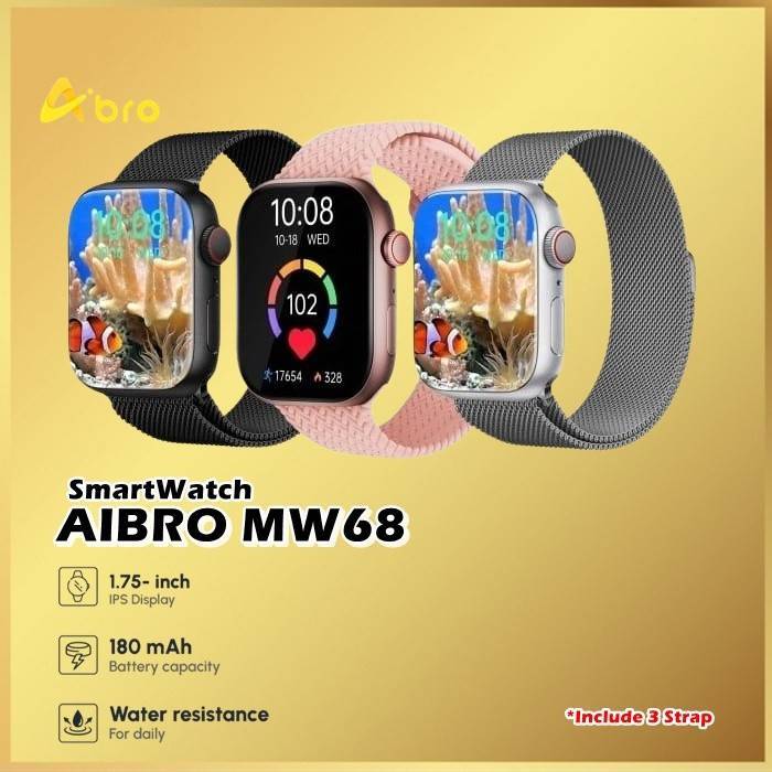 Aibro MW68 Smartwatch jam tangan olahraga sport GPS Tracking MW 68 Smart Watch LCD IPS Water Resista