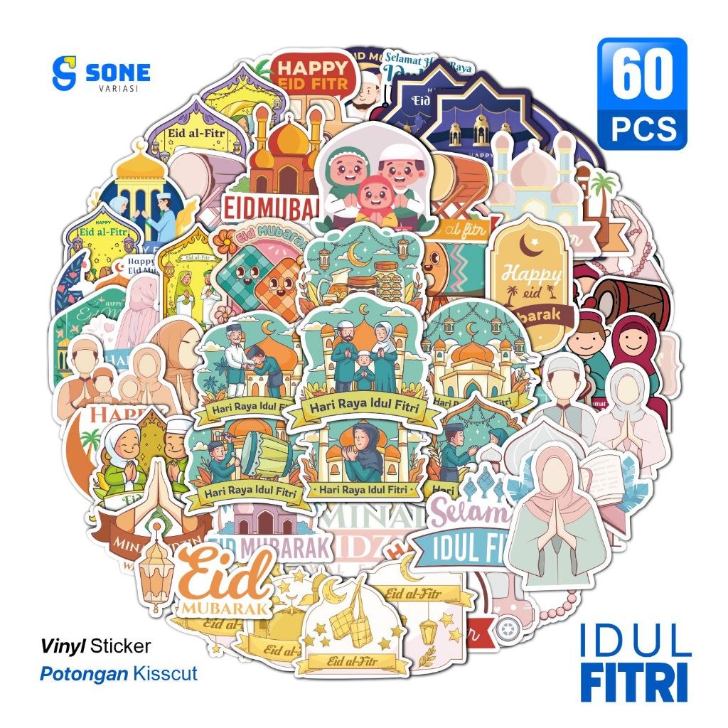 

Sticker Lucu Tema Lebaran Idul Fitri Paper Vinyl Waterproof Dekorasi Scrapbook / Thumbler