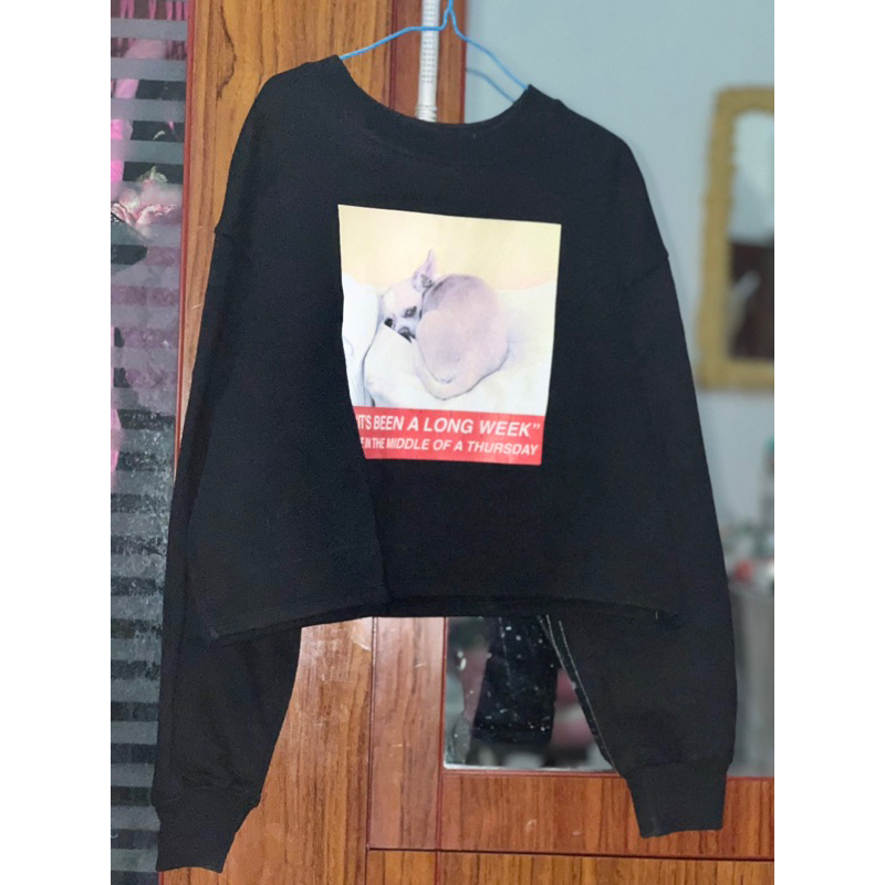 BERSHKA Crop Black Sweater