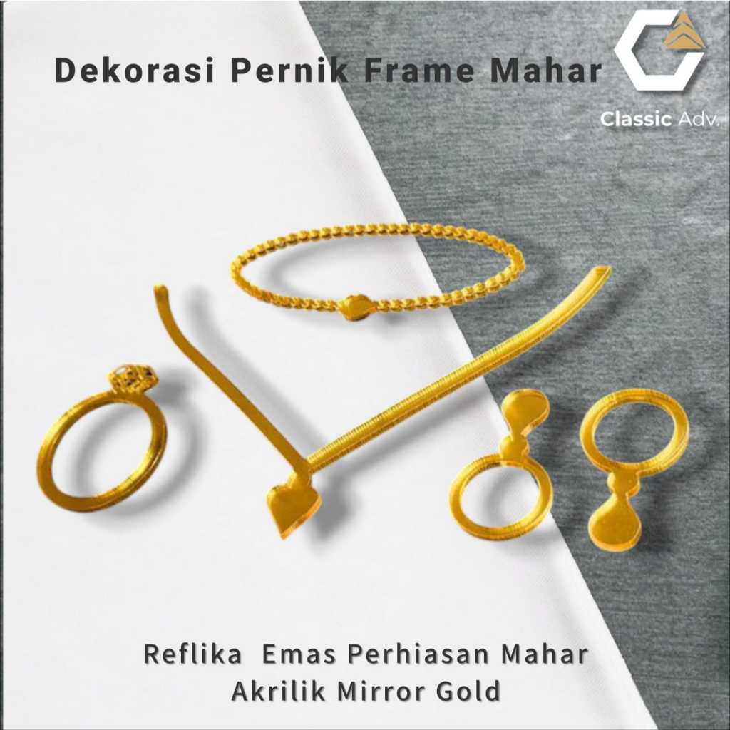 Dekorasi Perhiasan Mahar Akrilik MIrror Gold / set replika emas perhiasan mahar / Dekorasi Pernik Pe