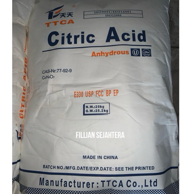 

Asam Sitrat / Sitrun / Citric Acid / Pengasam Makanan Ex. TTCA Anhydrous 1 Sak (25 KG)