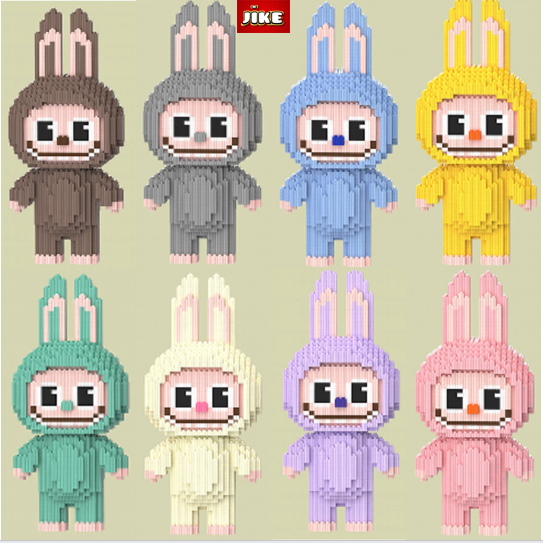Jike Nano Blocks Medium Labubu Series 3D Model, Mainan Blok Susun Sedang Labubu, Blok Konstruksi Diy