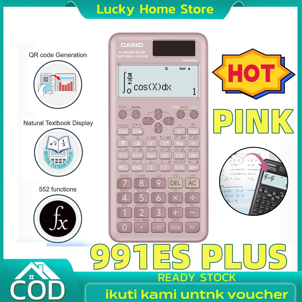 

Kalkulator Scientific Casio ilmiah FX-991ES-Plus Calculator Scientific Casio Kalkulator Casio Scientific 417 Fungsi/Dua Sumber Tenaga Baterai Dan Tenaga Matahari/40 Konstanta Rumus