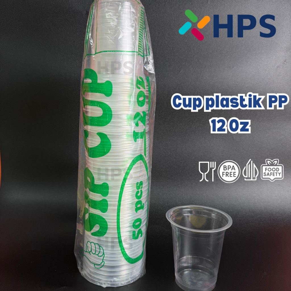 Cup Plastik PP 12 oz Gelas Bening Tebal Gelas Pop Ice Murah Berkualitas isi 50 pcs