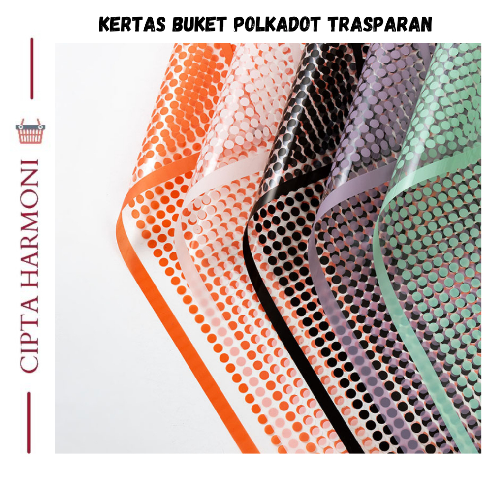 

20 LEMBAR Kertas Buket Cellophane Flower Wrapping Paper Polkadot Trasparan List Florist KB015