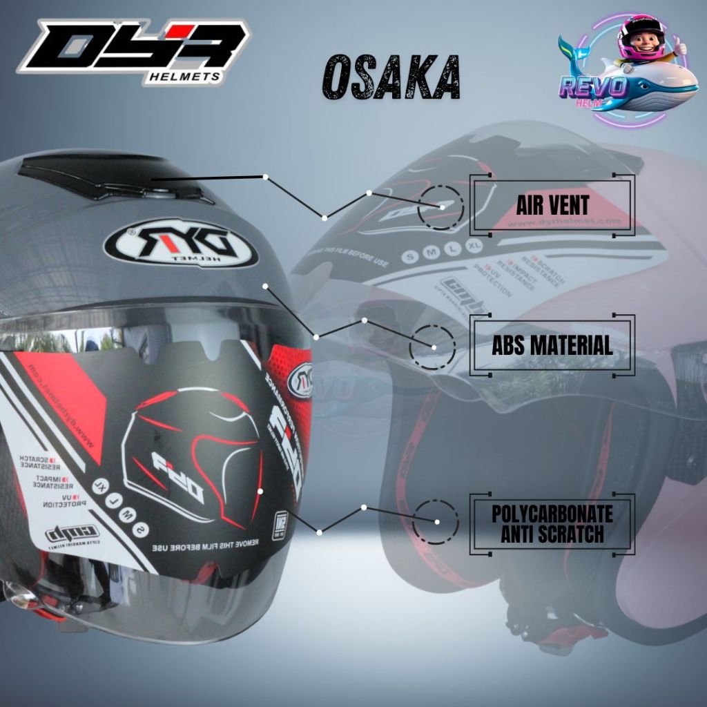 Flowbeeshop Dyr Helmet Official Helm Half Face Pria & Wanita Dyr Dy-15_Dyr Oshaka - Kyoto_Dyr Su
