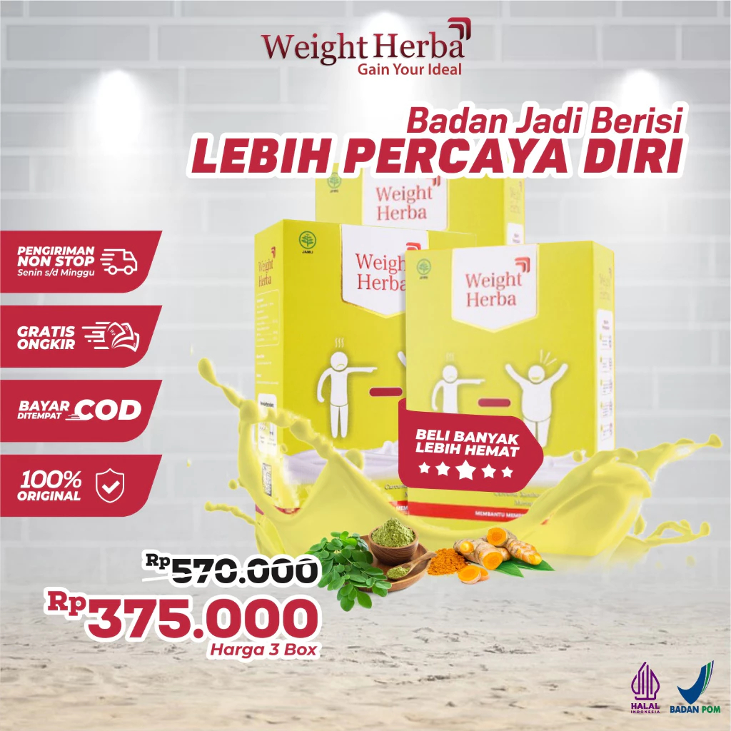 

[ 3 BOX ] Weight Herba 3 Box - Susu Herbal Penambah Nafsu Makan & Penggemuk Berat Badan Terlaris