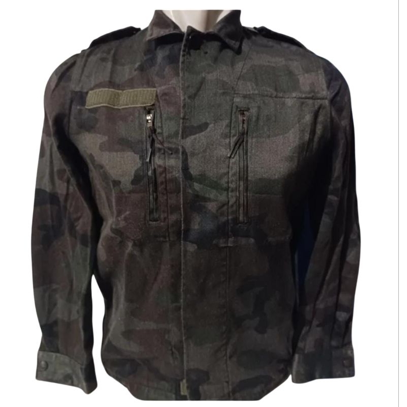 Kemeja BDU Camo Army Motif Loreng Woodland Hitam