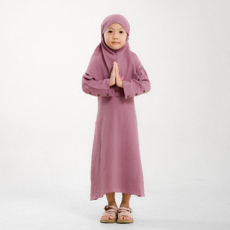 Baju Anak Perempuan Gamis abaya anak perempuan usia 3 sampai 8 tahun Hitam Putih Denim Lavender