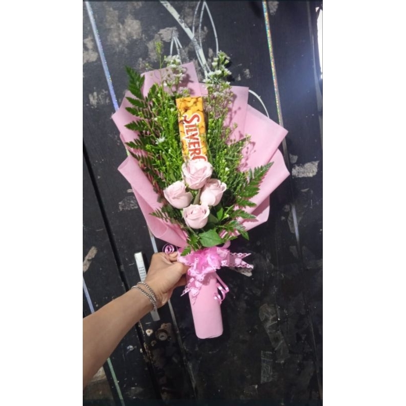 handbouqet bunga mawar mix coklat/bunga asli