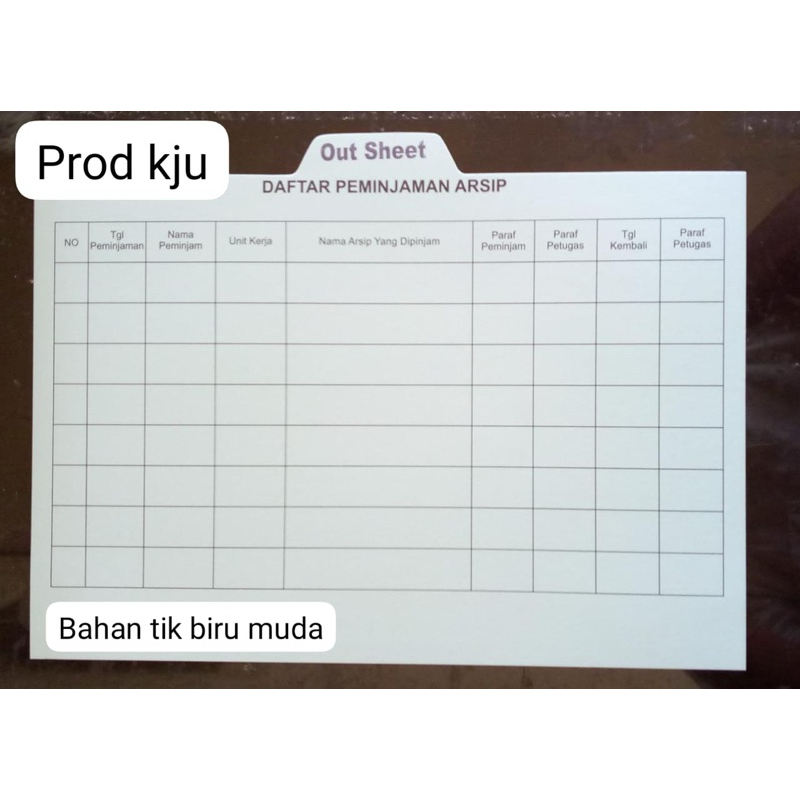 

Out sheet, Out Guide, Tunjuk Silang Arsip