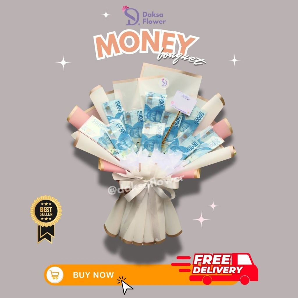 [DAKSA FLOWER] Buket Uang |BUKET WISUDA | kado hadiah Graduation | Sidang Skripsi | Perpisahan Kelul