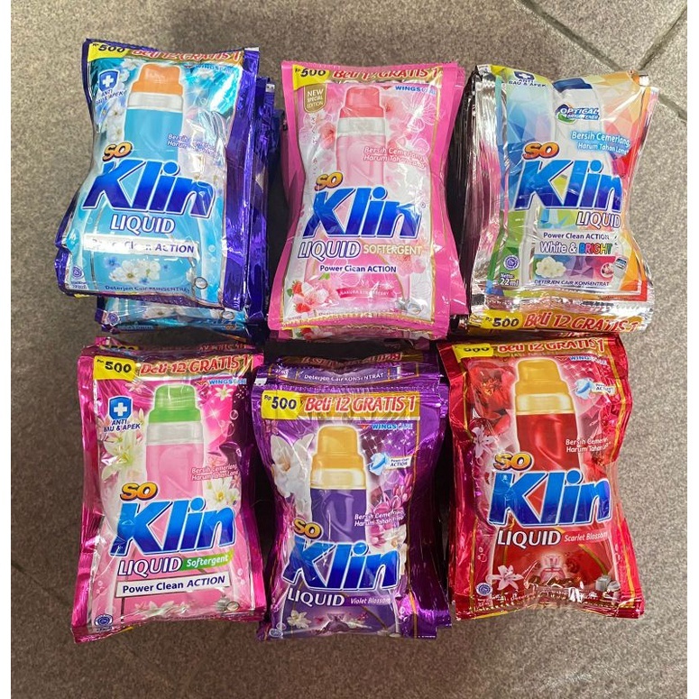 SoKlin Liquid Deterjen Cair - Sachet 12 x 20ml [GROSIR Bisa Mix Varian]