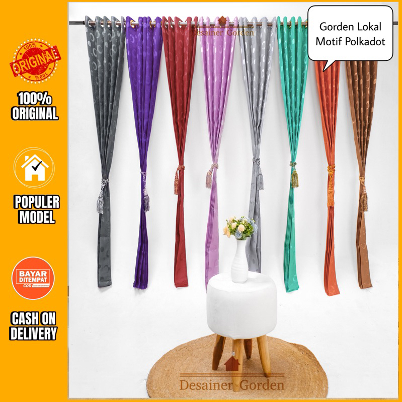 Gorden jendela motif polkadot minimalis model smokring Gorden pintu Gorden jendela