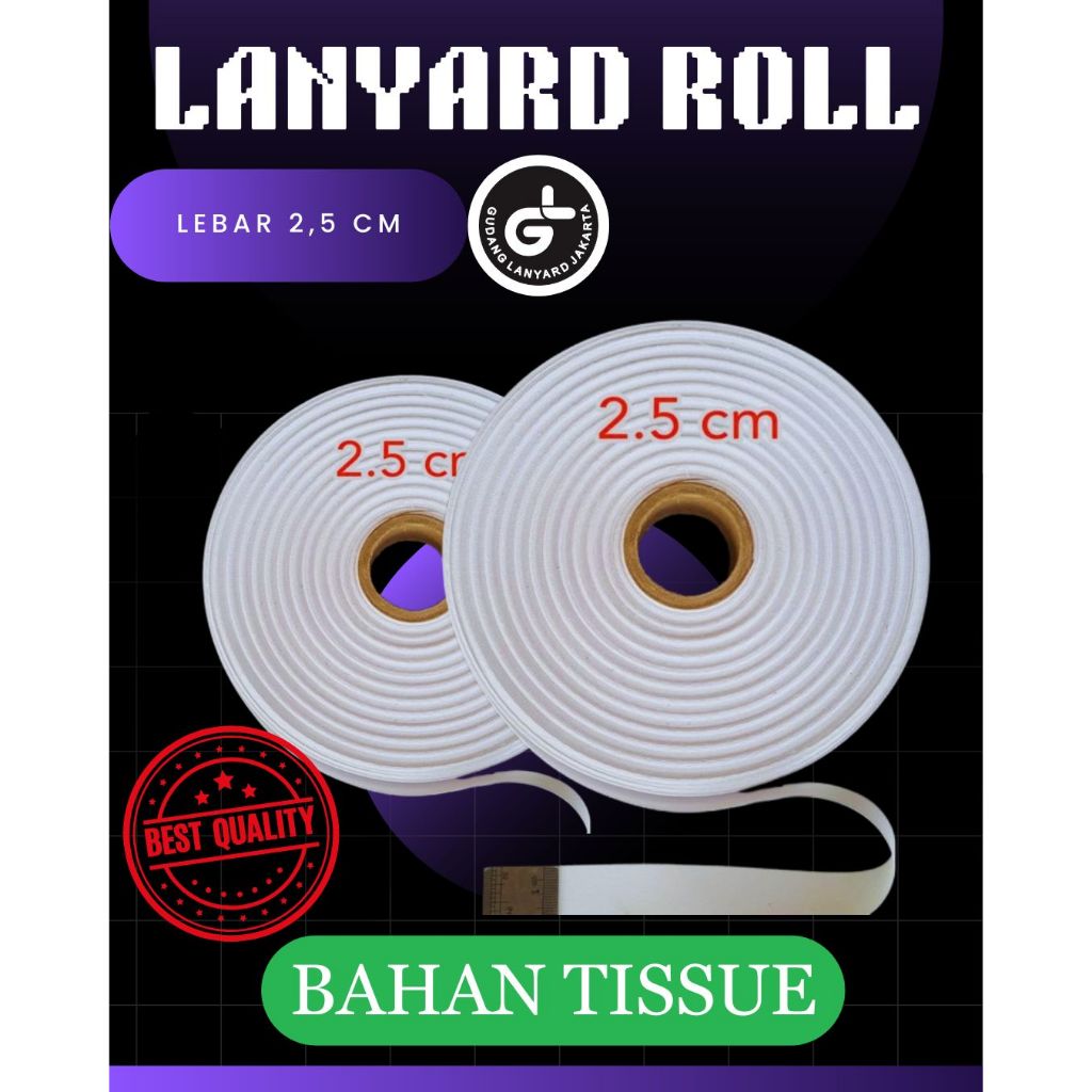 

tali pita lanyard tissue printing sublime Bahan Lanyard Tissu Roll ukuran 2,5 cm