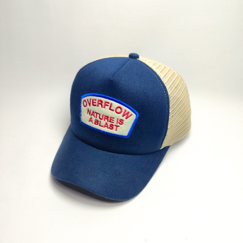 New Caps-Topi Jaring Trucker Hat Vintage Raffel Denim Lidah Pendek Unisex