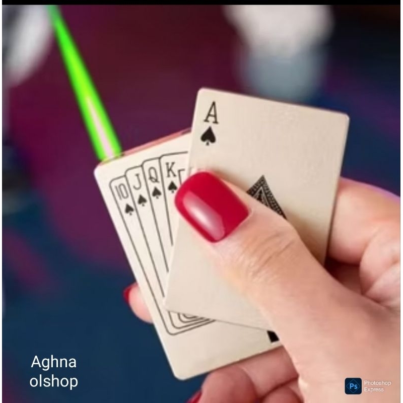 Korek Api Bara keren Bermotif Kartu Slide Single Jet Flame plus ada senter