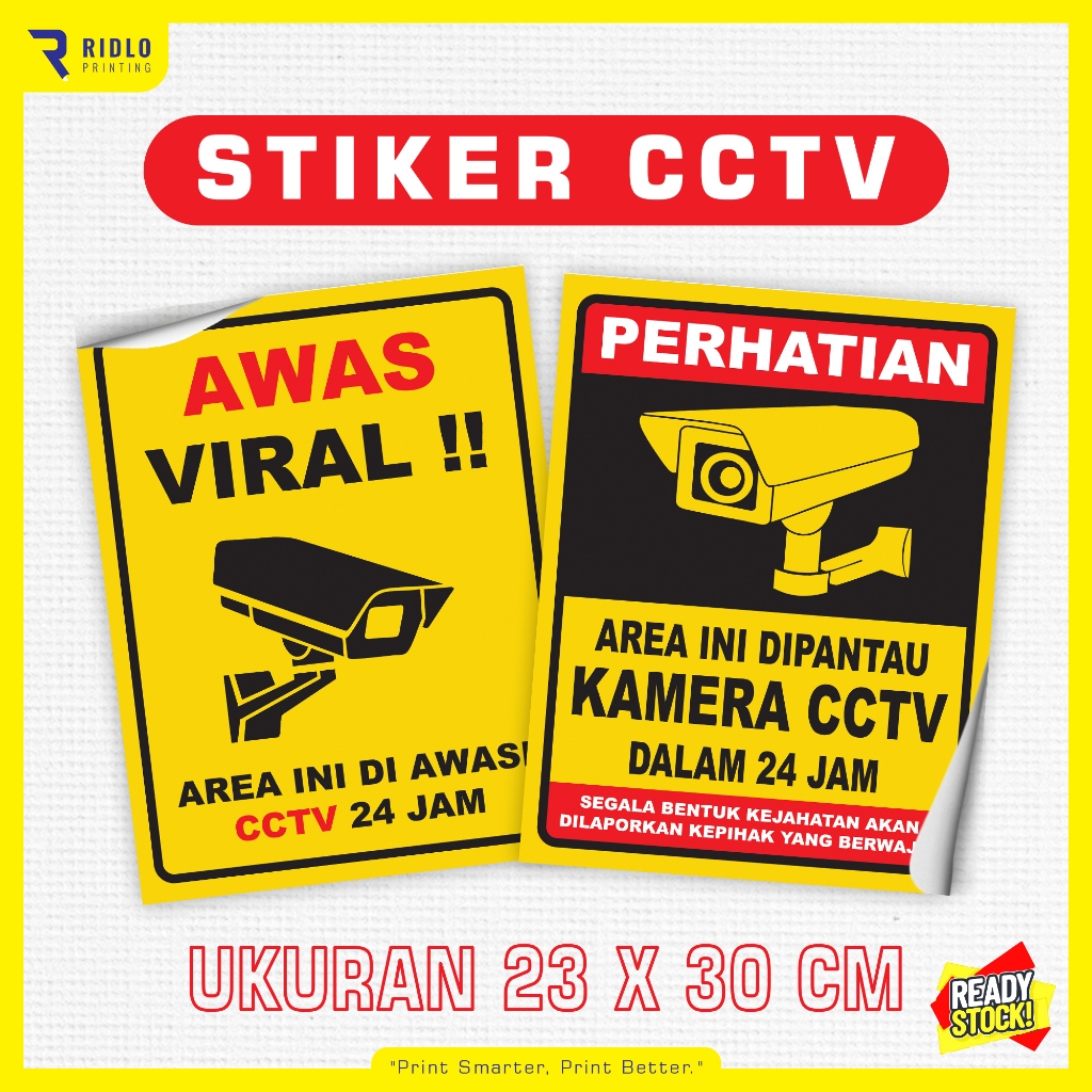 Stiker pengawasan CCTV | Stiker CCTV | Stiker Peringatan CCTV | Stiker Pantauan CCTV | Stiker CCTV