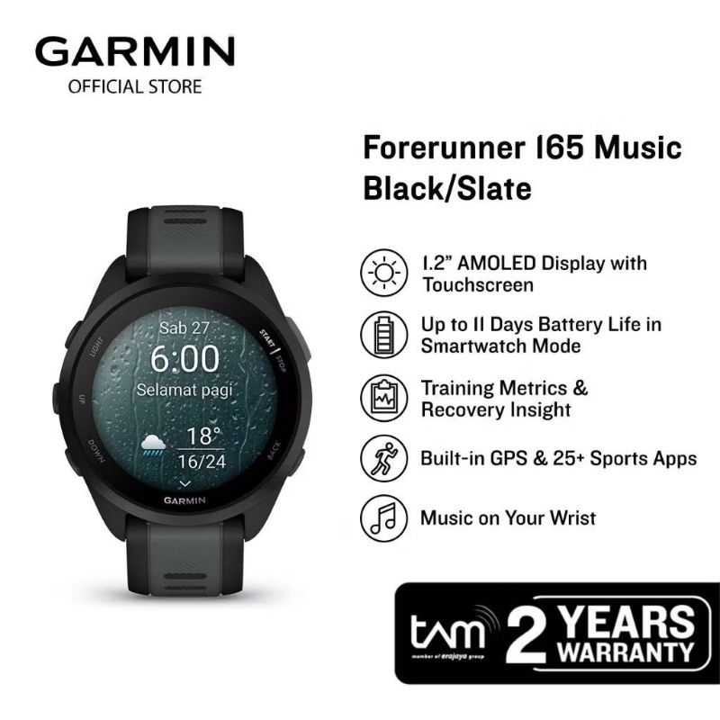 Garmin Forerunner 165 Music - Black