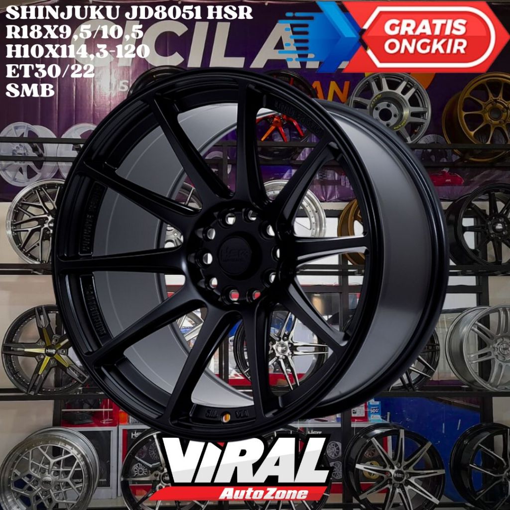 Velg Mobil BMW , ACCORD , CAMRY , CIVIC , HSR SHINJUKU RING 18 R18 LEBAR 9,5/10,5 BLACK