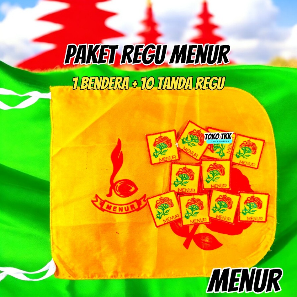 Paket regu pramuka menur ( 1 bendera regu + 10 tanda regu menur )