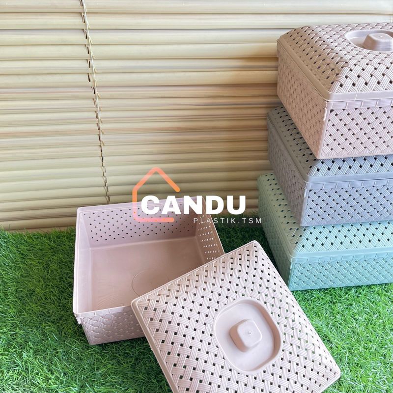 (3 PCS) Wakul Anyam Segi Eriko 200 | Besek Plastik Berkat Hajatan | Wakul Kotak set tutup murah bisa