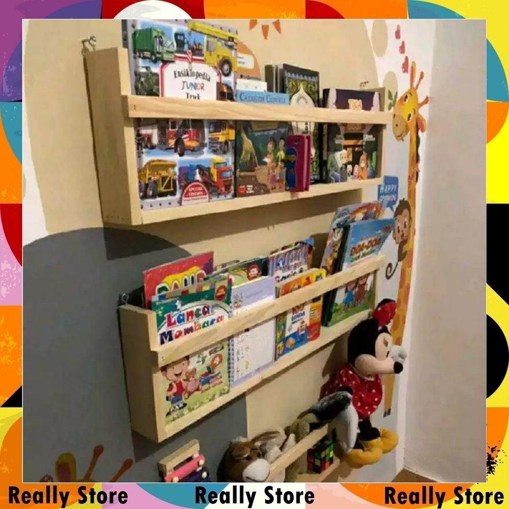 Rak Buku Dinding Gantung Kayu Minimalis Rak Multifungsi Rak Dinding Aesthetic Rak Majalah Rak Novel