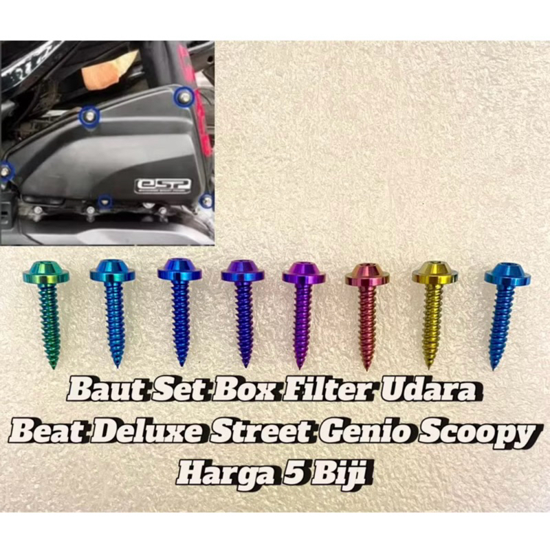 Baut Titanium Box Filter Beat Deluxe Street Genio Scopy Titanium Vietnam