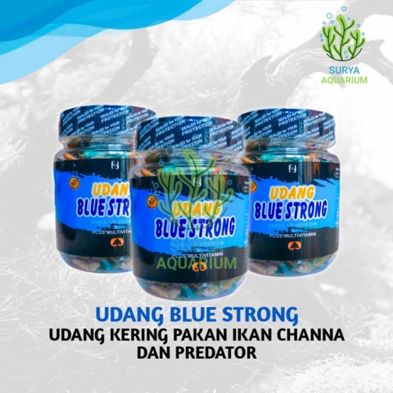 Udang Kering Pakan Ikan Channa dan Predator - Udang Kering Blue Strong