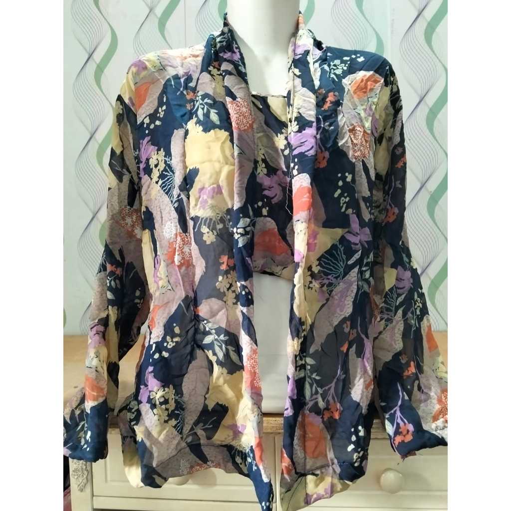 kebaya wanita bali lengan panjang bahan sifon motif bunga terbaru 2025 atasan Kebaya nenek jadul Mod