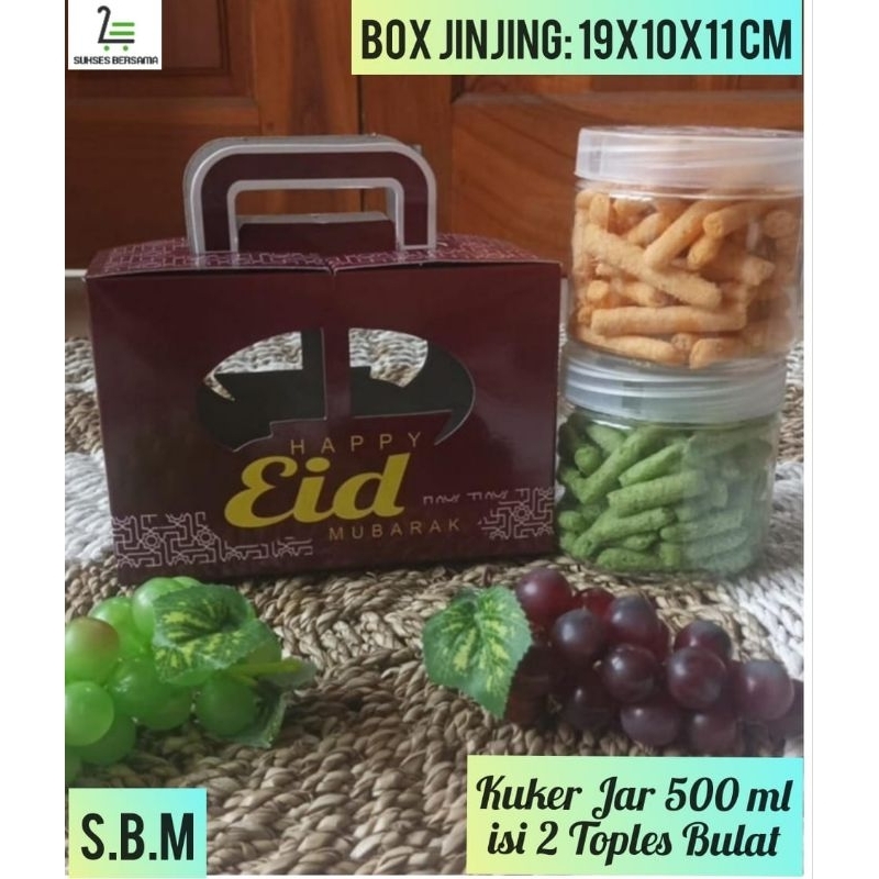 

Box Jinjing Jar 500 ml isi 2 Toples Bulat UK: 19x10x11 cm (" Premium Burgundy")Lebaran/idulfitri/Parcel/Box Kuker Toples Jar