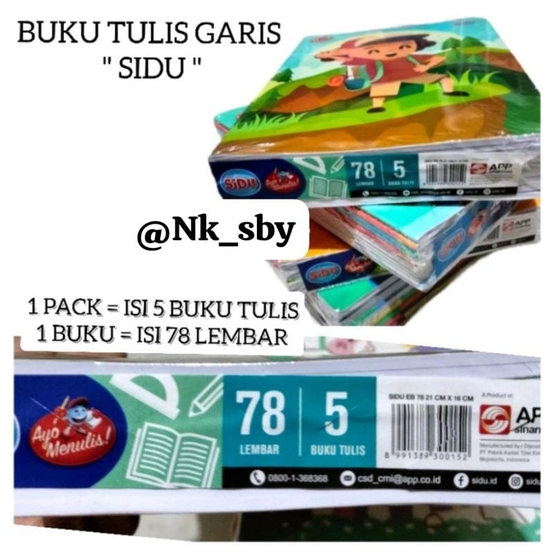 

BUKU TULIS GARIS " SIDU " 78 Lembar ( Harga 5 pcs Buku Tulis )