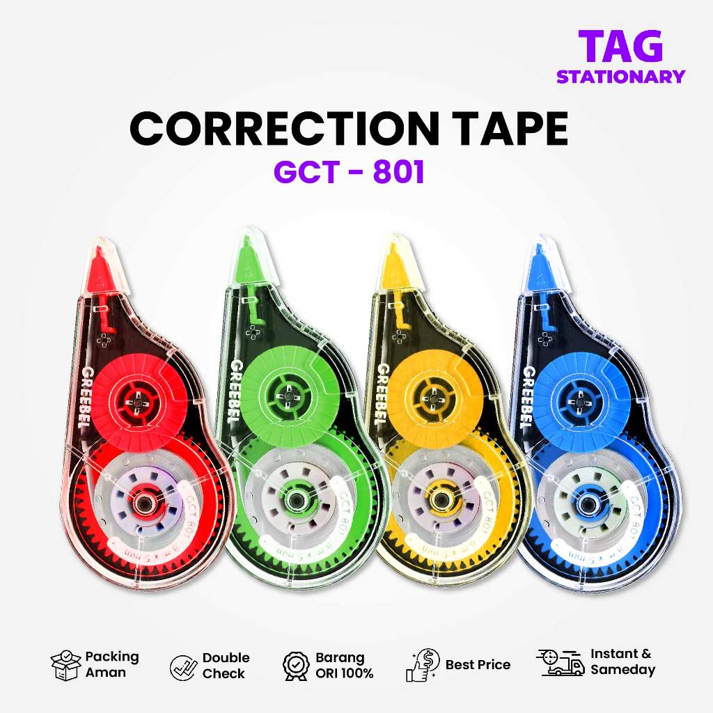 

GREEBEL Correction Tape Tip Ex Kertas GCT-801 / Correction Tape Timur Agung Grosir