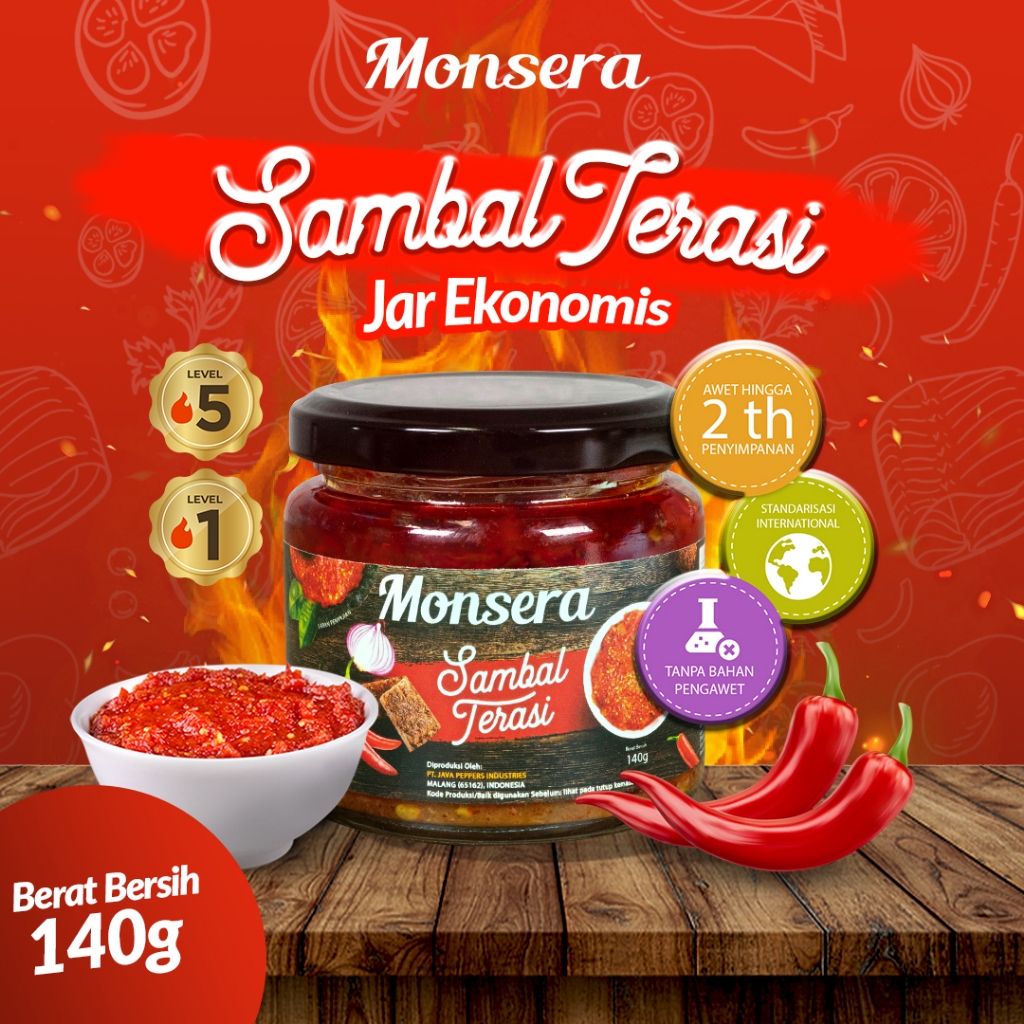

Sambal Sambel Terasi Monsera khas Jawa Barat 140 gr