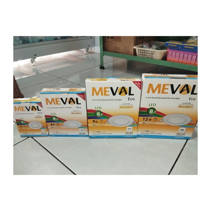 Meval lampu panel LED merek meval 3w 6w 9w 12w