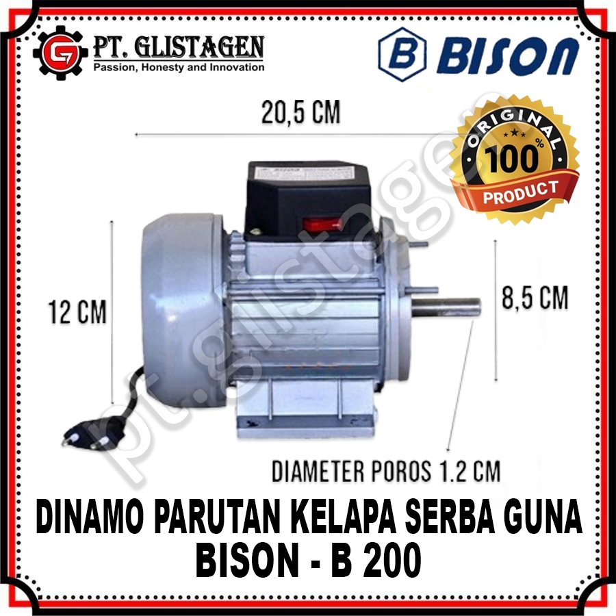 BISON MOSWELL Dinamo Mesin Parut Parutan Kelapa Listrik Dinamo Elektromotor Serbaguna B-200 B200 ORI