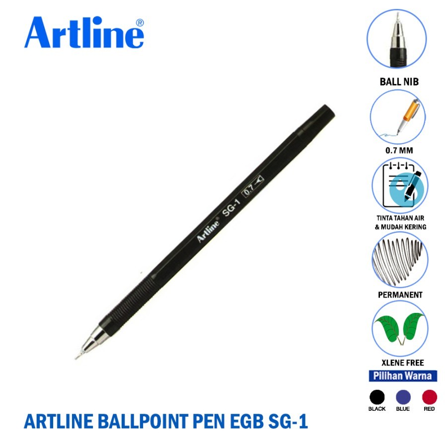 

PULPEN ARTLINE BALLPOINT EGB-SG1 0.7MM TINTA HITAM BIRU MERAH