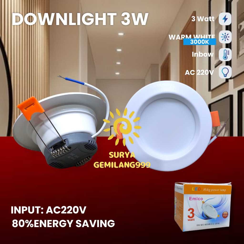 Lampu Downlight 3 W 3WATT / Lampu LED Plafon