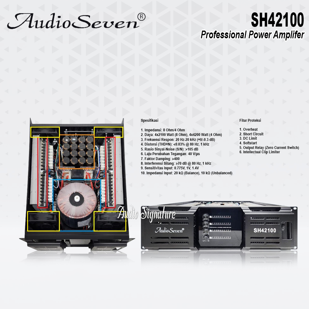 Power Amplifier 4 Channel AUDIO SEVEN SH 42100 | SH42100 Original 4 x 2100 Watt