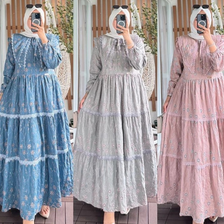 Baju Gamis Terbaru Wanita Husna Dress  BO Size M L XL XXL XXXL LD 100-130 CM PB 140 CM PB 140 CM Bah