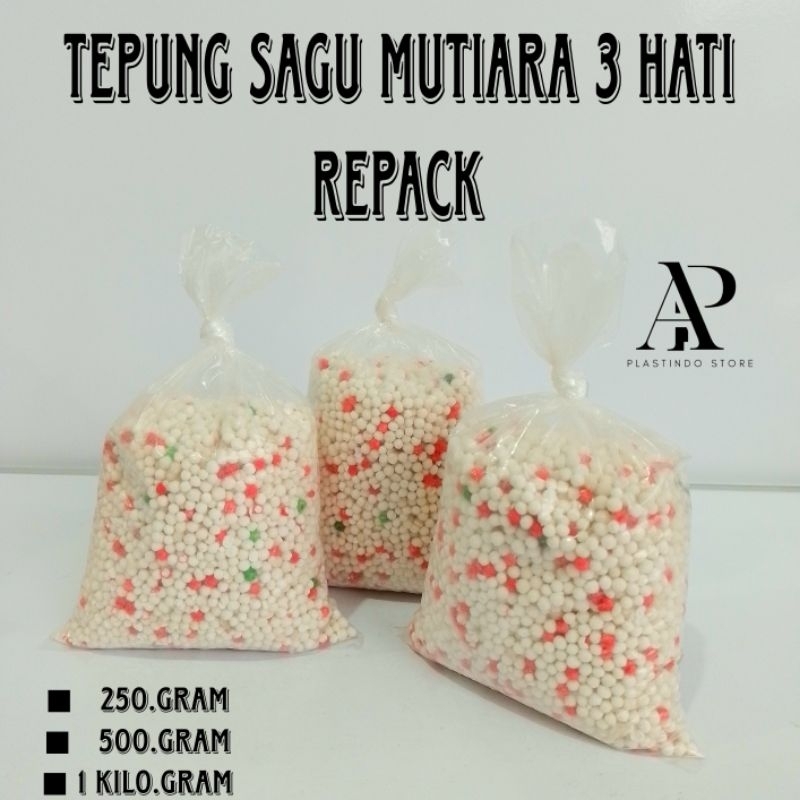 

Tepung Sagu Mutiara 3 Hati Repack | 1kg | 500gr | 250gr | [ Original ]
