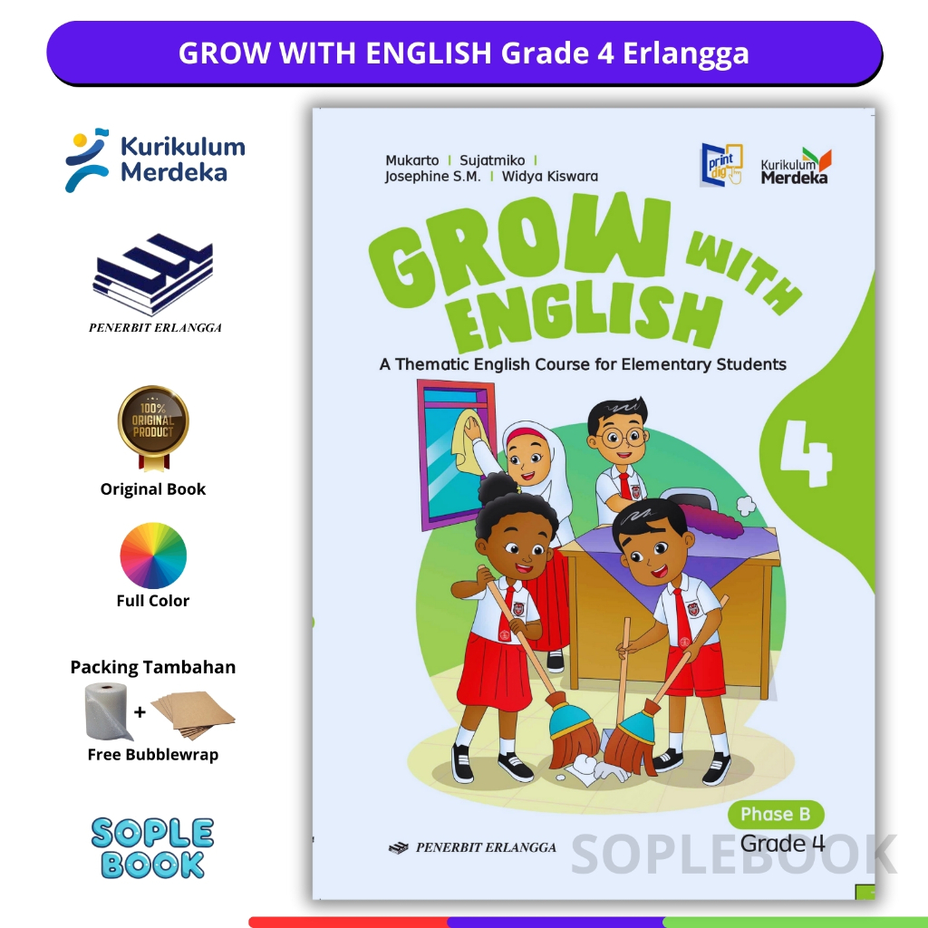 Buku Bahasa Inggris "Grow With Englias" SD/MI Kelas 4 Kurikulum Merdeka Erlangga
