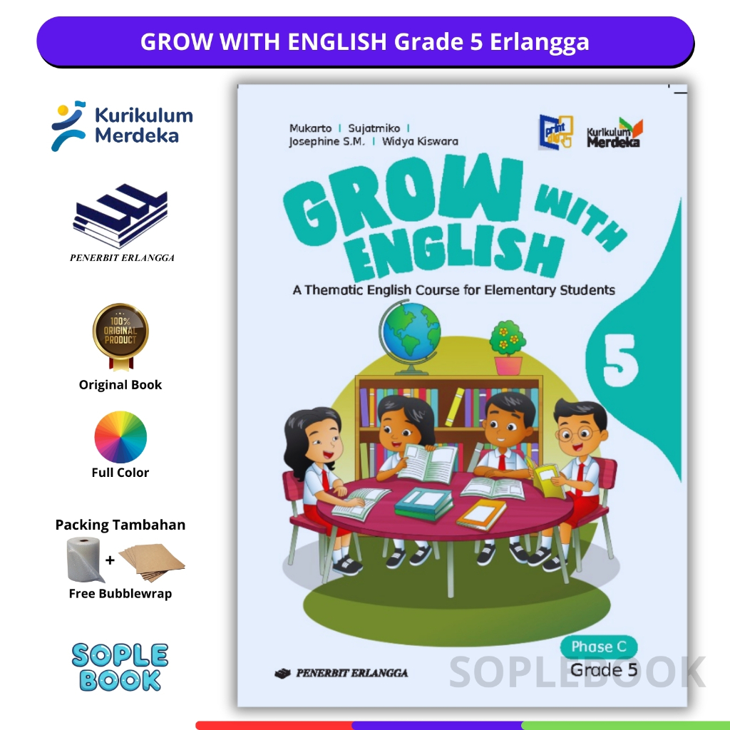 Buku Bahasa Inggris "Grow With Englias" SD/MI Kelas 5 Kurikulum Merdeka Erlangga