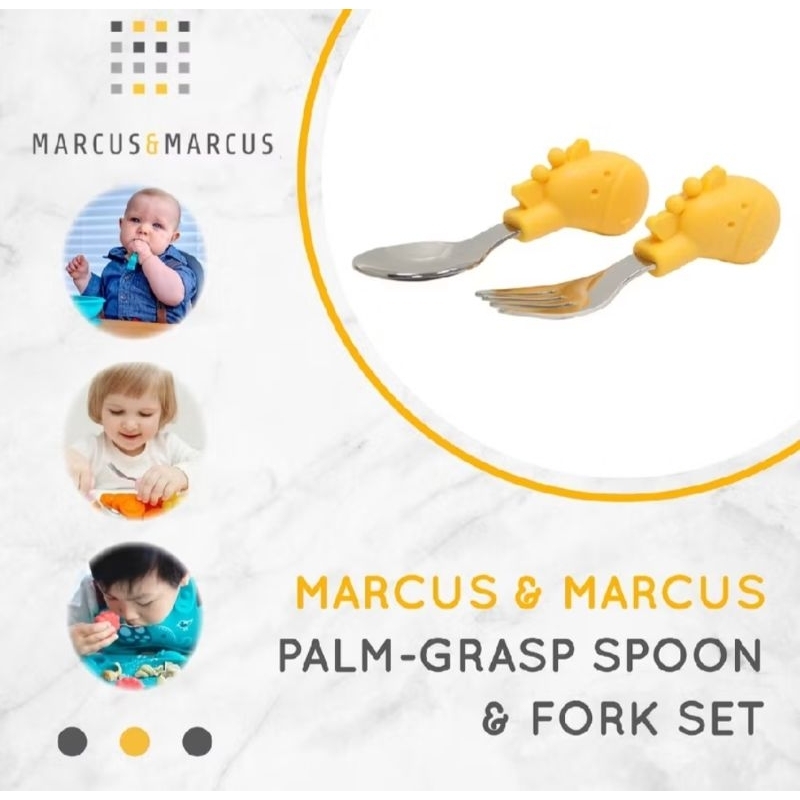 Preloved Marcus & Marcus Palm Grasp Spoon & Fork Set - Sendok Garpu Set Anak Balita MPASI