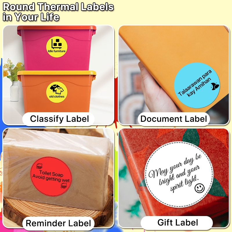 

Ay00! Oneprint stiker label termal warna bentuk hati persegi bulat 5050mm 7575mm, label termal