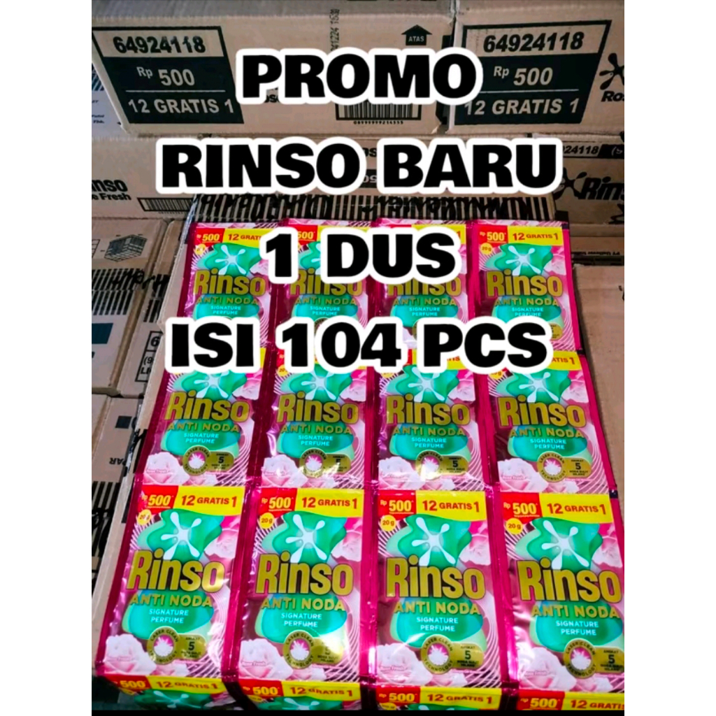 DISKON Promo 1 DUS ( 104 SACHET ) Rinso Cair Renceng kemasan 500 an GRATIS ONGKIR
