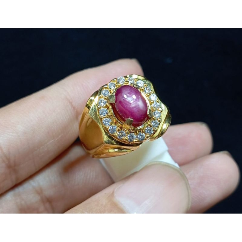 ELEGANT BATU PERMATA RUBY STAR MOZAMBIQUE ASLI NATURAL SIAP PAKAI